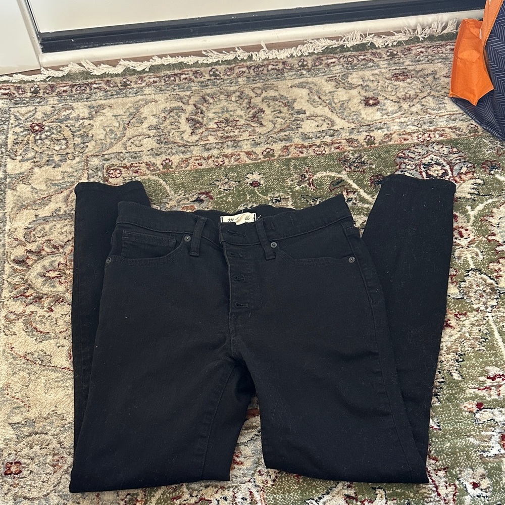 Madewell Mid Rise Black Skinny Jeans